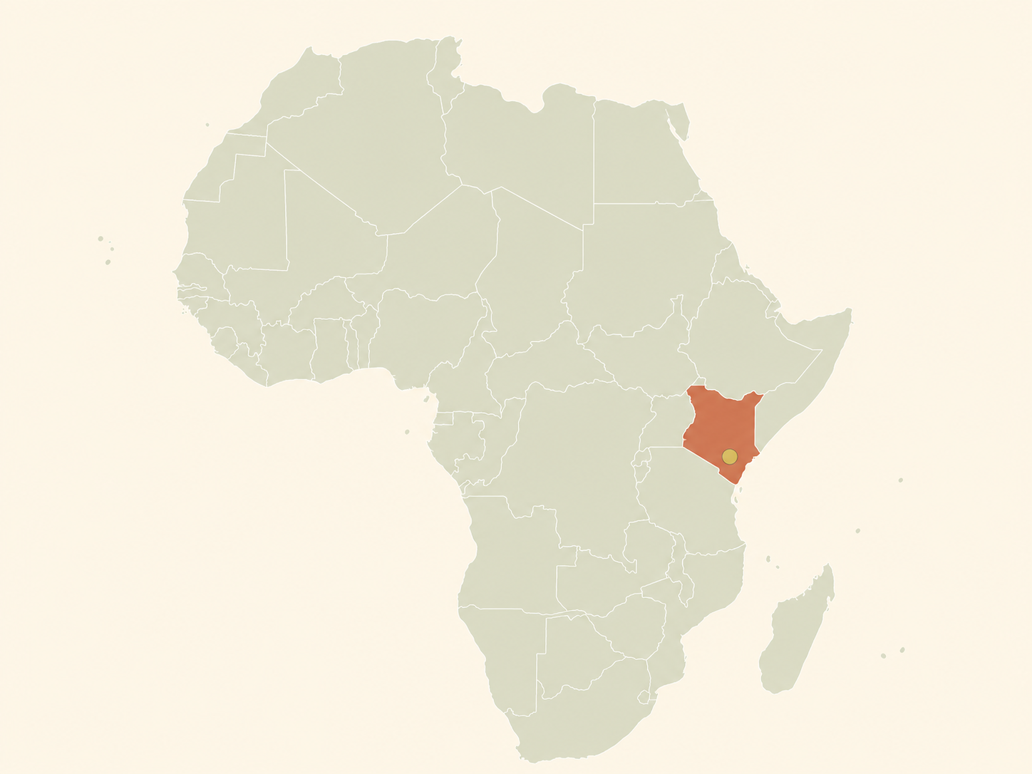 Map of Africa with Kenya highlighted